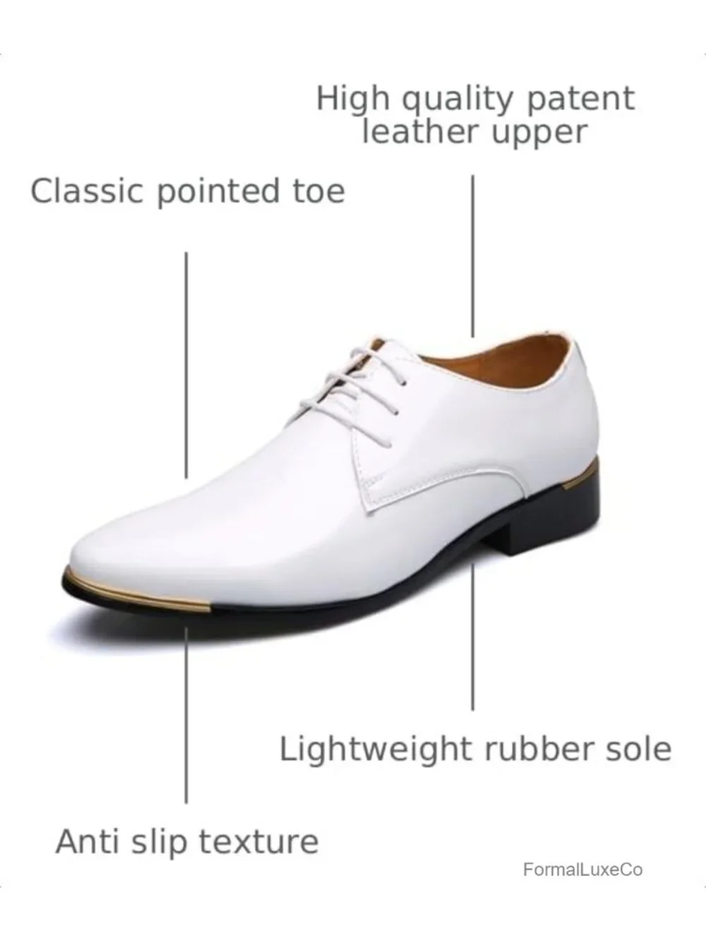 Men's Patent Leather Dress Shoes Oxfords Formal Wedding Tuxedo Lace-up Shoes